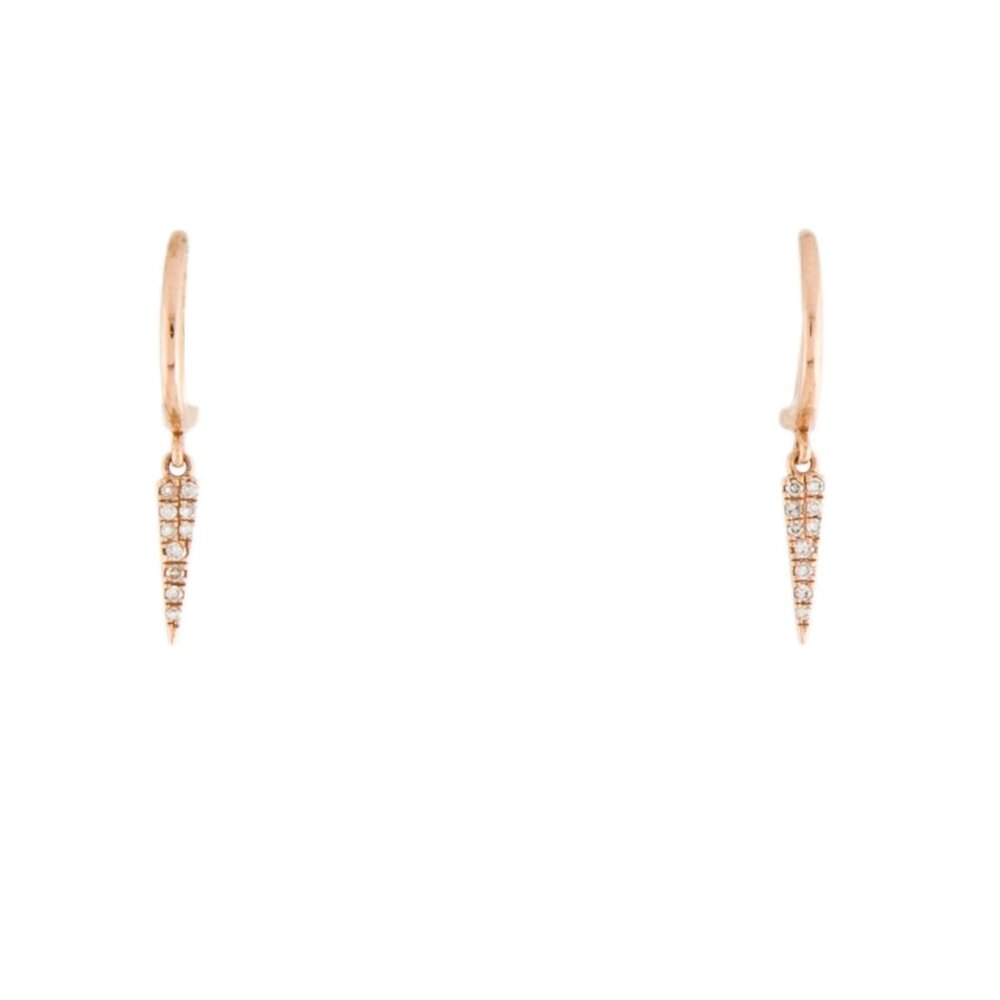 14K Rose Gold Diamond Spike Huggie Earrings The RealReal